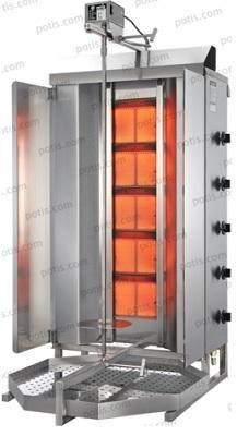 Aparat kebab/gyros, 5 arzatoare, gaz, 120 kg, GD5, POTIS
