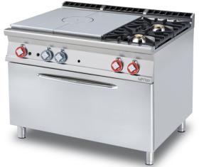 Plita solida/miez refractar cu 2 arzatoare gaz+cuptor GN 3/1 electric, linia 900, TPF2-912GE LOTUS#1