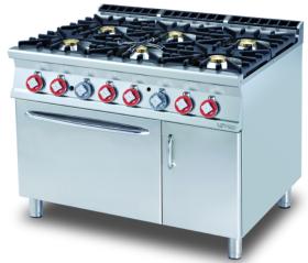 Masina gatit 6 arzatoare+cuptor GN 2/1 gaz si dulap neutru,linia 900 CF6-912GV LOTUS#1