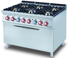 Masina gatit 6 arzatoare gaz + cuptor mare electric GN 3/1, linia 900 CF6-912GE LOTUS#1