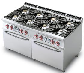 Masina gatit 8 arzatoare + 2 cuptoare GN 2/1, gaz, linia 900 CF8-916G LOTUS#1