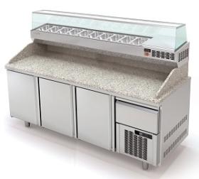 Masa preparare pizza cu blat granit+ vitrina refrigerata MR80-210 CORECO#1