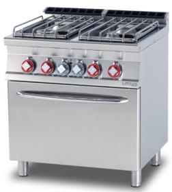 Masina gatit 4 arzatoare, gaz + cuptor GN 2/1 electric, linia 700, CF4-78GPE, LOTUS#1