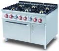 Masina gatit 6 arzatoare gaz+cuptor GN 2/1 electric si dulap neutru, linia 900 CF6-912GEV LOTUS